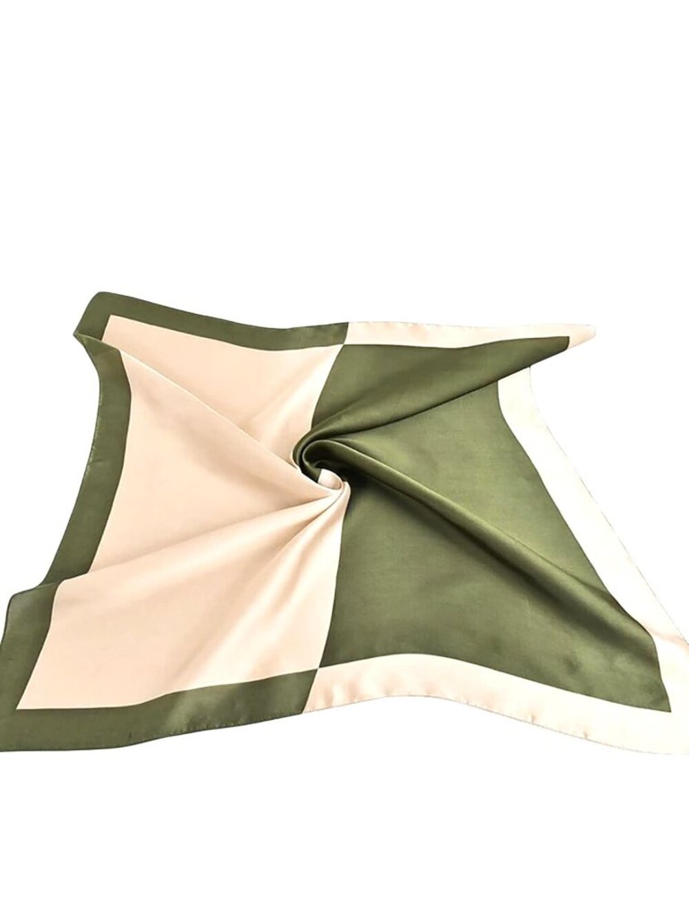 ✨Silky Satin Scarf Bandana Soft Luxury neck wrap luxurious Accessory Green Beige - Picture 4 of 6